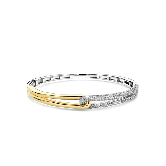 TISENTO CZ TWO TONED INTERLOCKING BANGLE