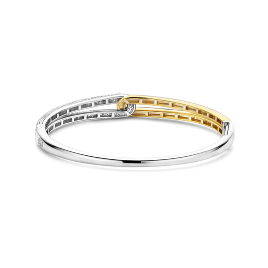 TISENTO CZ TWO TONED INTERLOCKING BANGLE