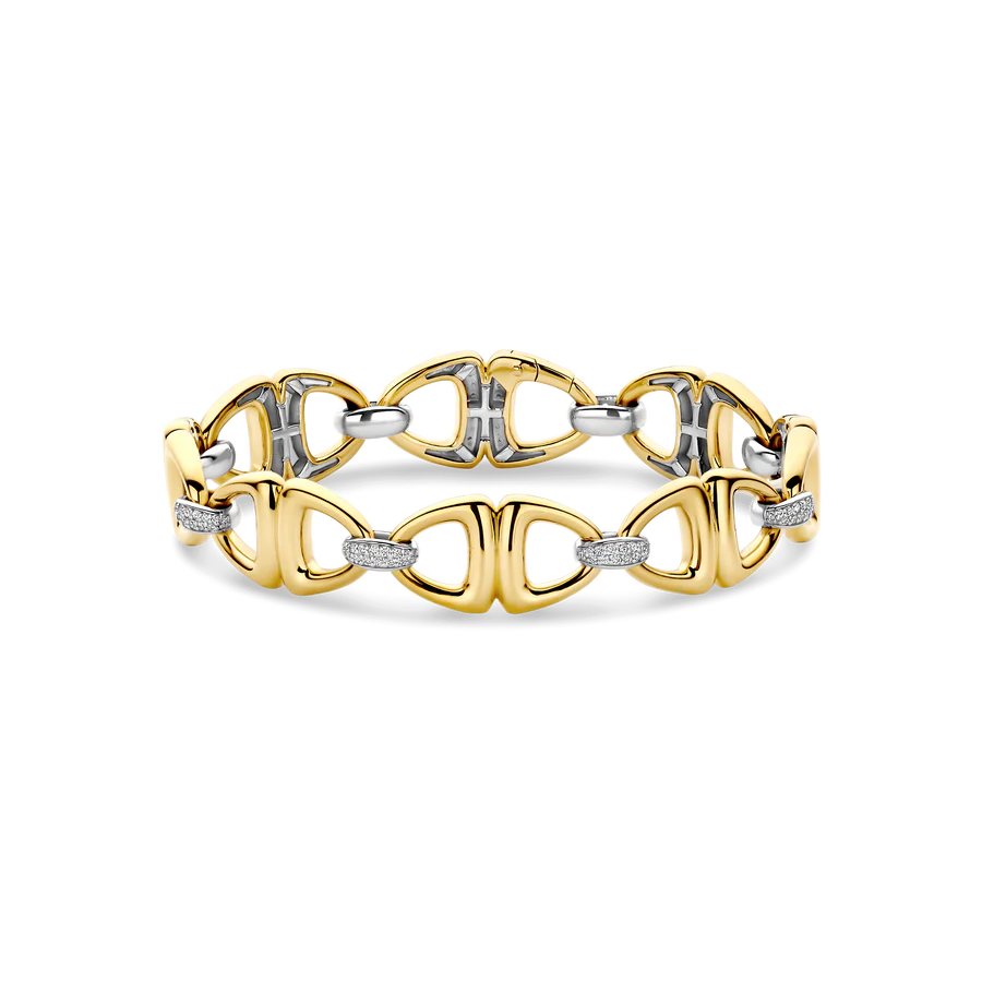 Tisento Gold on Silver Open Triangle CZ LInk Bracelet