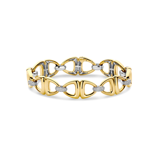 Tisento Gold on Silver Open Triangle CZ LInk Bracelet