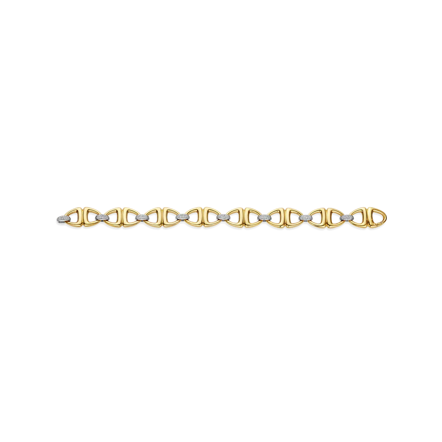 Tisento Gold on Silver Open Triangle CZ LInk Bracelet