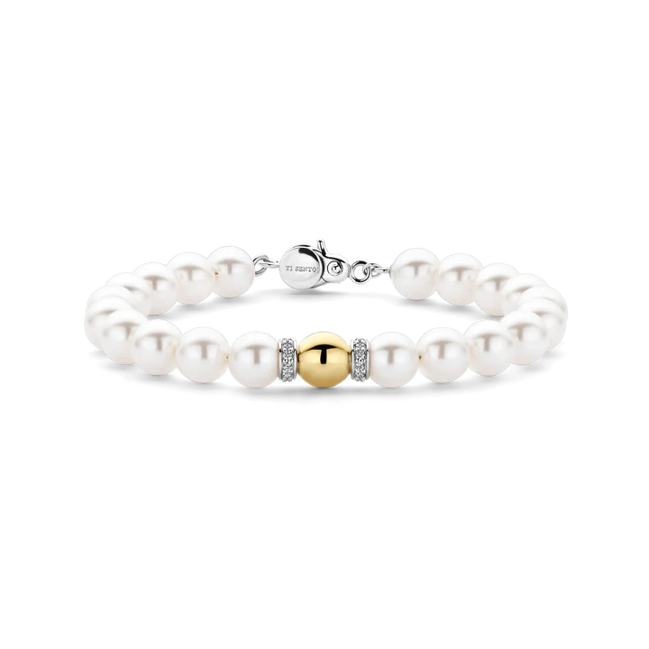 TISENTO PEARL BRACELET WITH GOLD BEAD