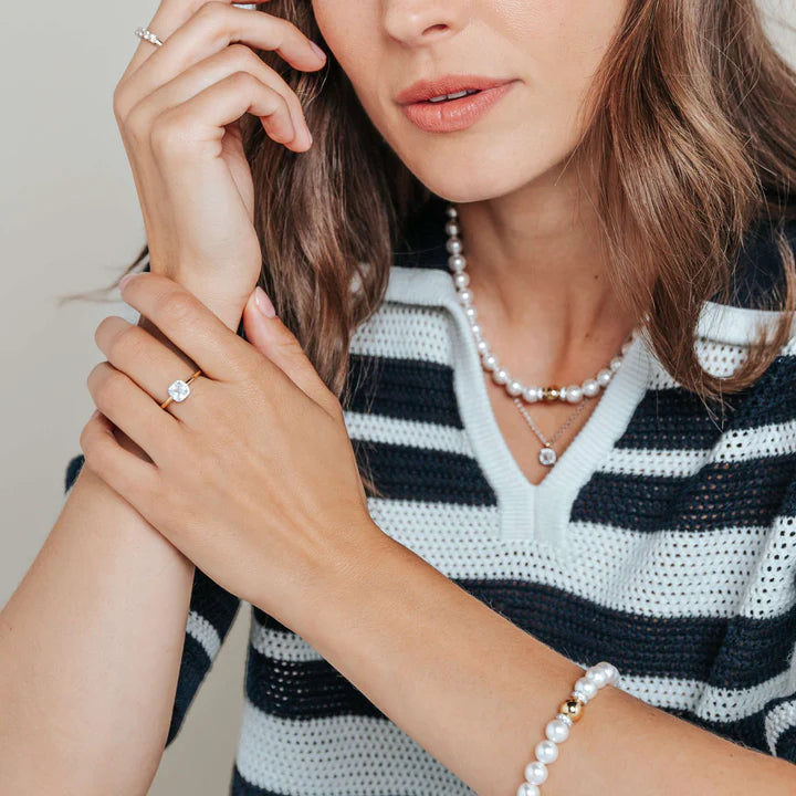 TISENTO PEARL BRACELET WITH GOLD BEAD