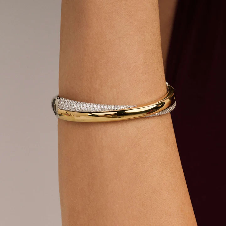 TISENTO GOLD & SIL CROSSOVER CZ BANGLE