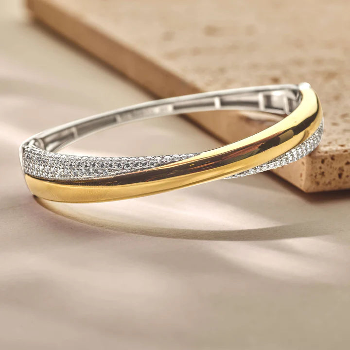 TISENTO GOLD & SIL CROSSOVER CZ BANGLE