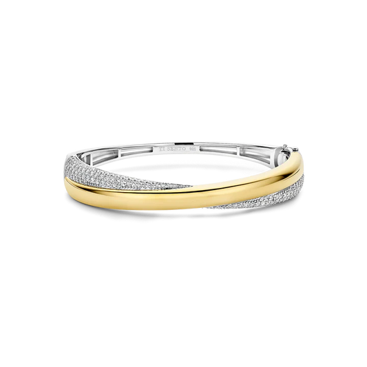 TISENTO GOLD & SIL CROSSOVER CZ BANGLE