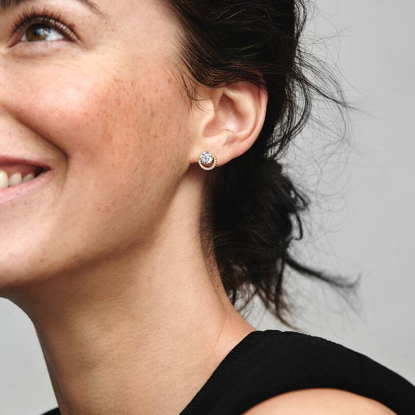 Pandora Sparkling Round Halo Stud Earrings