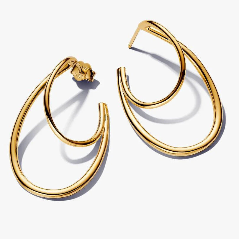 Organically Shaped Double Pandora Hoop Earrings