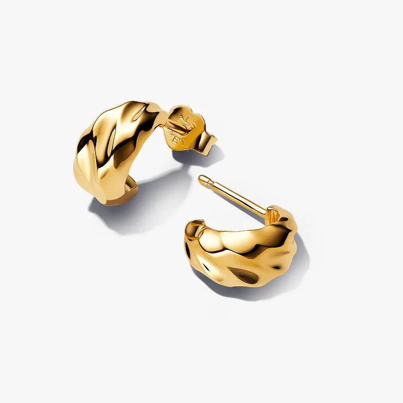Pandora Rippled Open Hoop Earrings