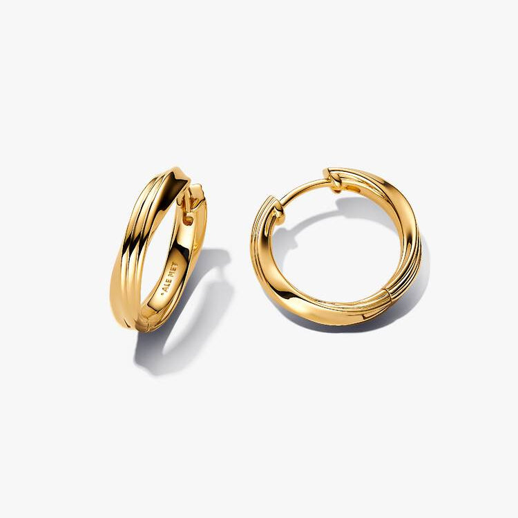 14ct Gold on Silver Twisted Hoop Pandora Earrings