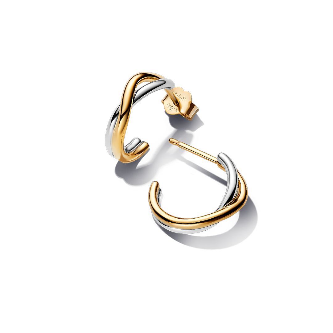 Organically Shaped Two-tone Open Hoop Earrings