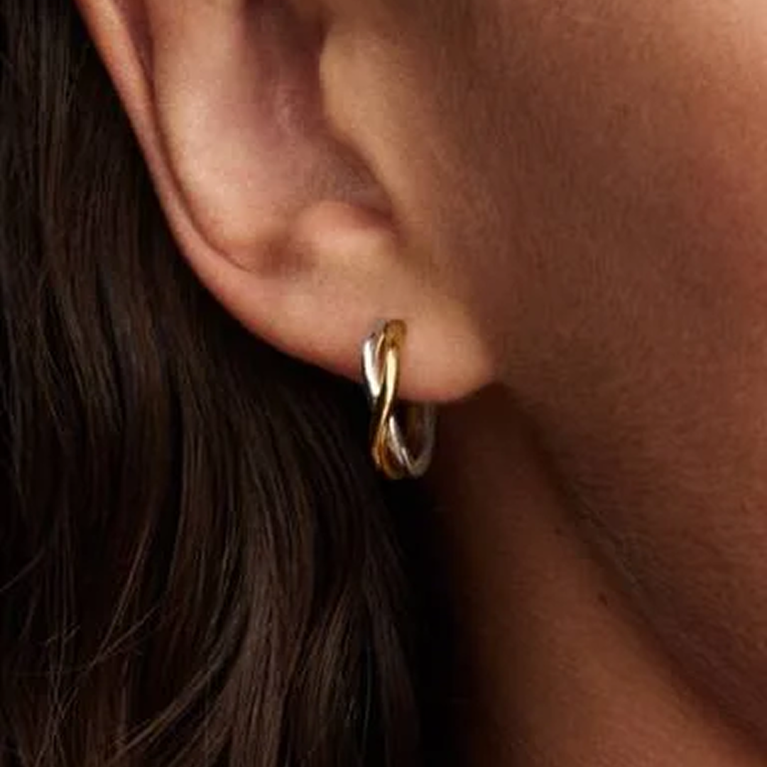 Organically Shaped Two-tone Open Hoop Earrings