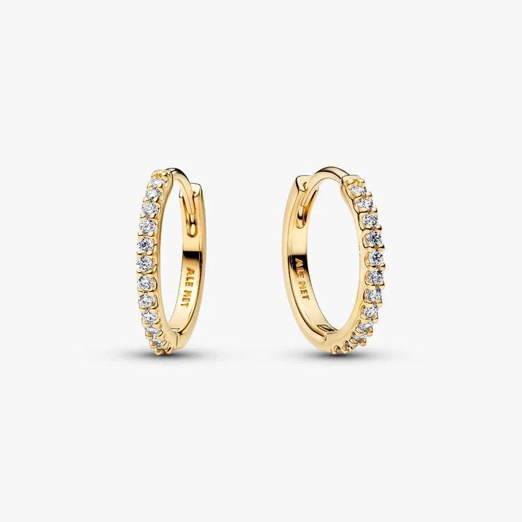 14ct Gold on Silver Sparkling Mini Hoop Pandora Earrings