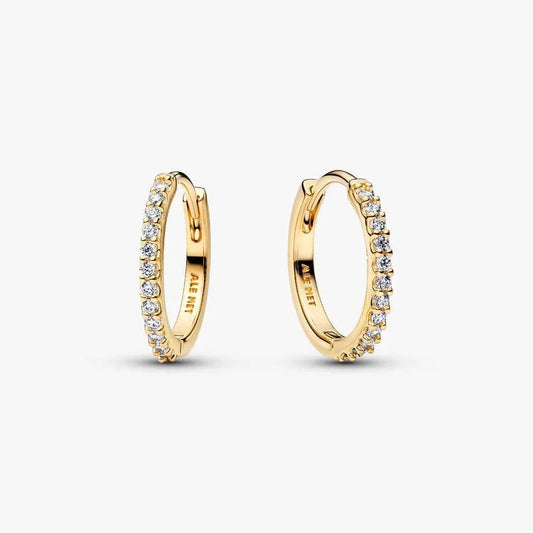 14ct Gold on Silver Sparkling Mini Hoop Pandora Earrings
