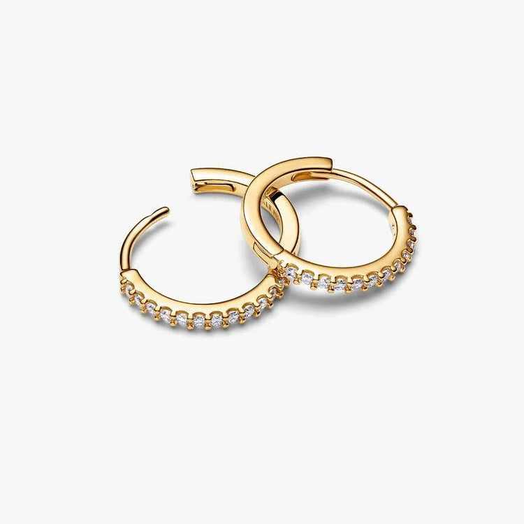 14ct Gold on Silver Sparkling Mini Hoop Pandora Earrings