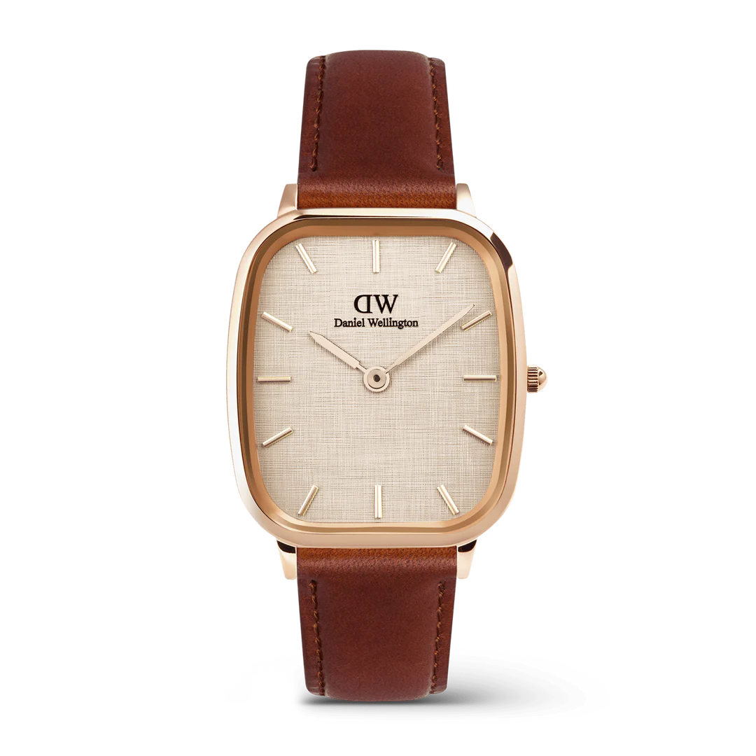 DW MARLON SHEFFIELD LINED GOLD GENTS BLACK LEATHER WATCH