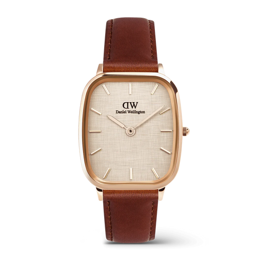 DW MARLON SHEFFIELD LINED GOLD GENTS BLACK LEATHER WATCH