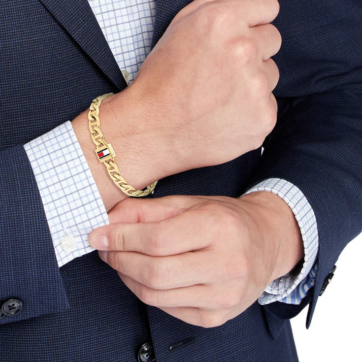 TOMMY HILFIGER GOLD CURB STEEL BRACELET