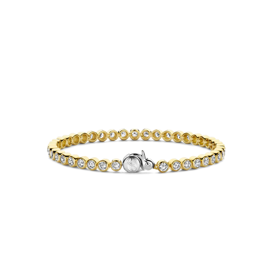 Tisento Gold on Silver Zirconia Rubover Tennis Bracelet