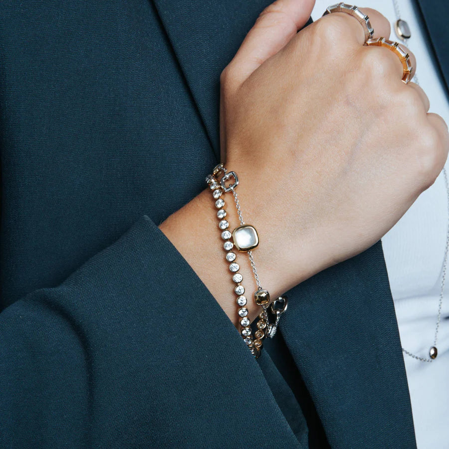Tisento Gold on Silver Zirconia Rubover Tennis Bracelet