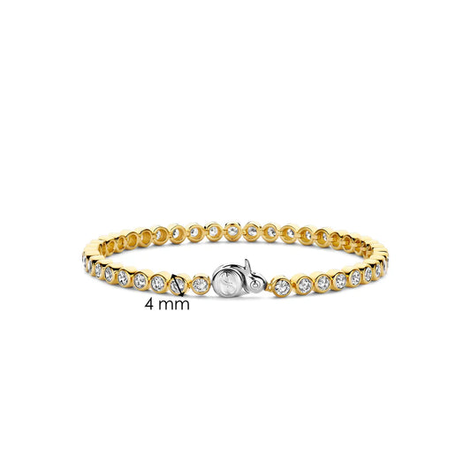 Tisento Gold on Silver Zirconia Rubover Tennis Bracelet