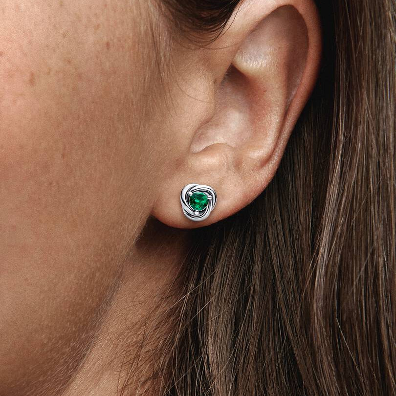 May Birthstone Eternity Circle Stud Pandora Earrings