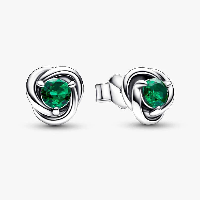 May Birthstone Eternity Circle Stud Pandora Earrings