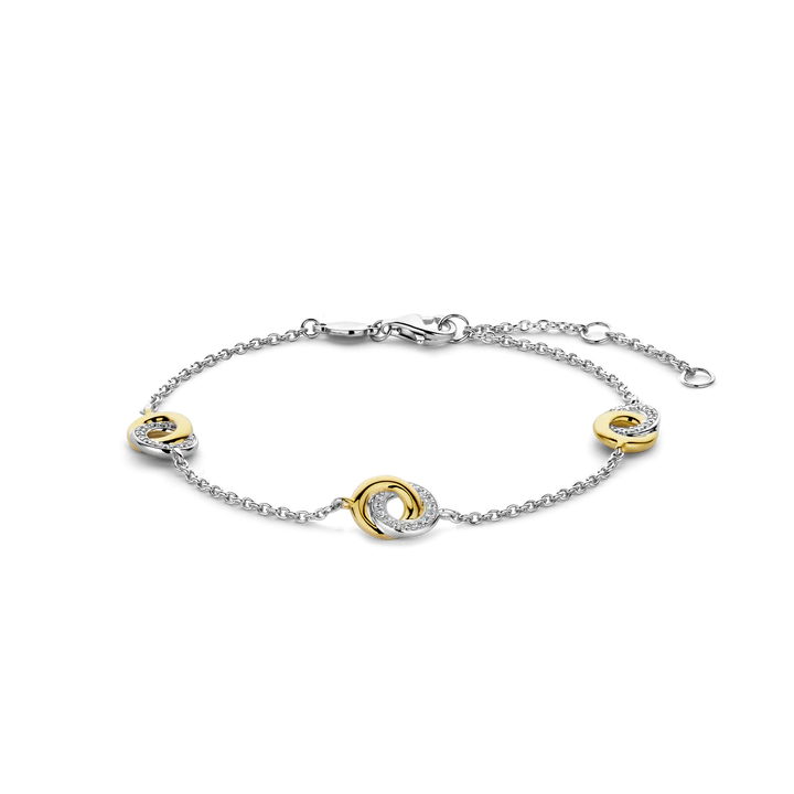 TISENTO CZ TWO-TONED INTERLOCKING RINGS BRACELET