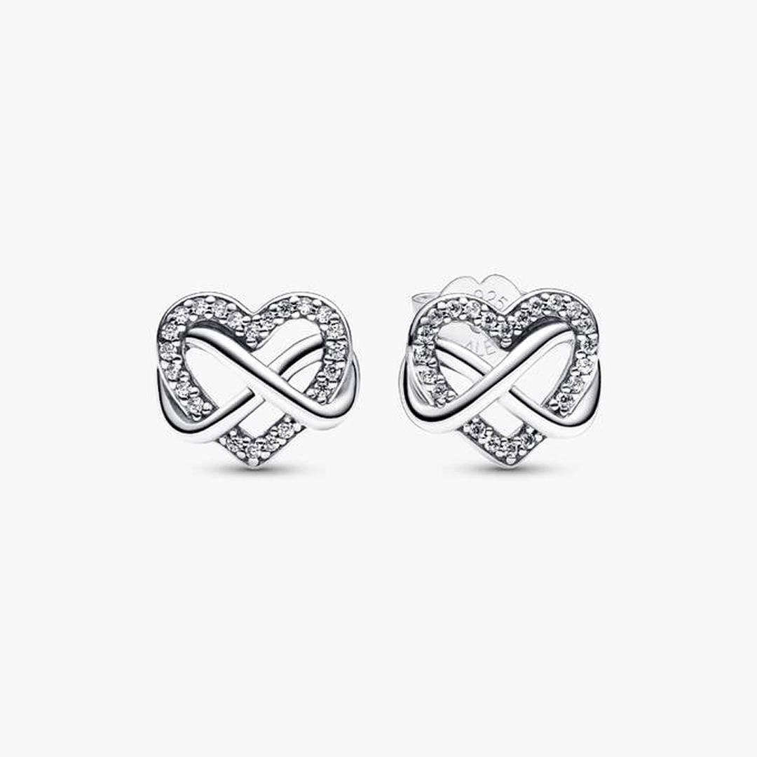 Sparkling Infinity Heart Stud Earrings