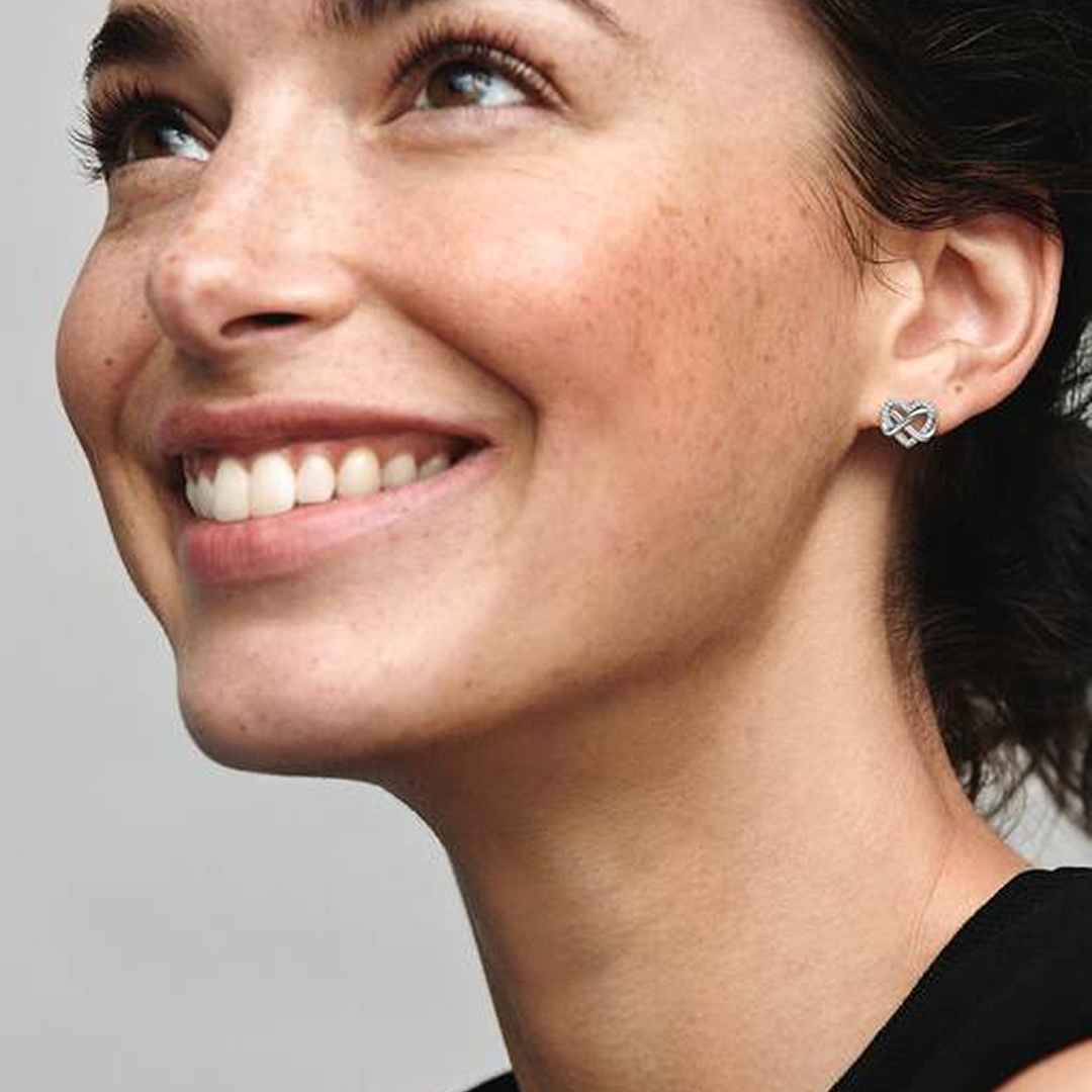 Sparkling Infinity Heart Stud Earrings