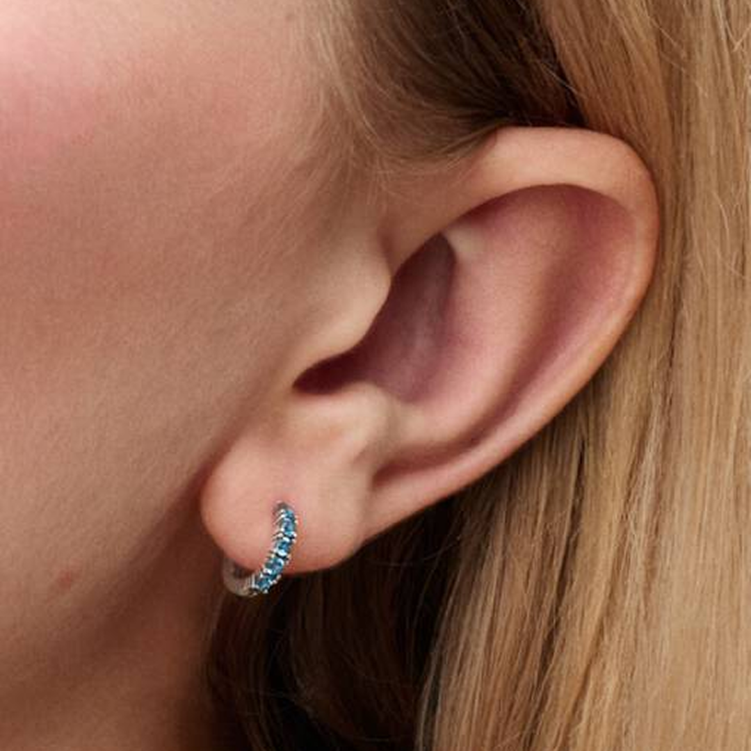 Light Blue Huggie Earrings