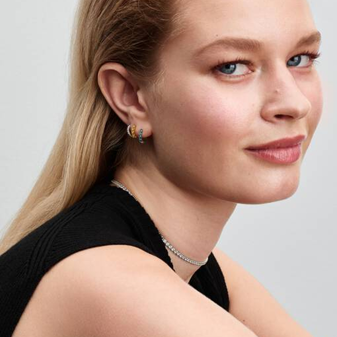 Light Blue Huggie Earrings