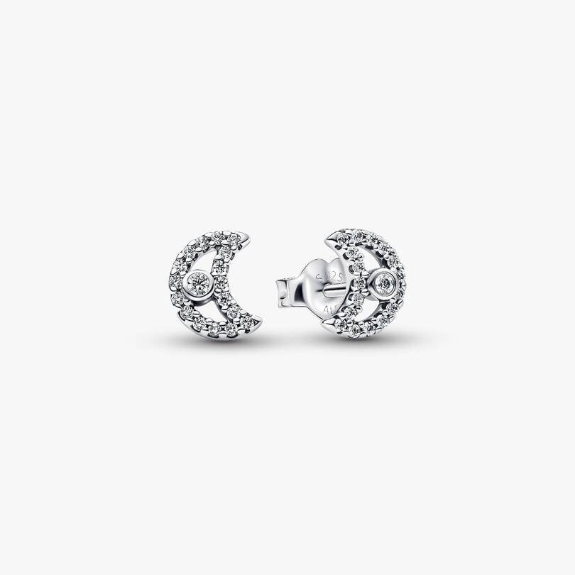 Sparkling Moon Stud Earrings