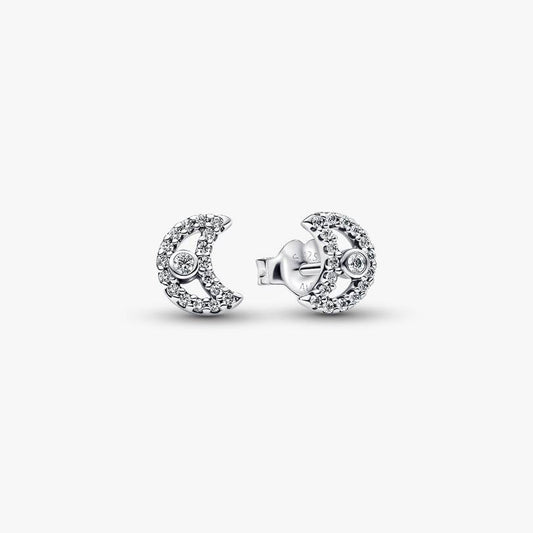 Sparkling Moon Stud Earrings