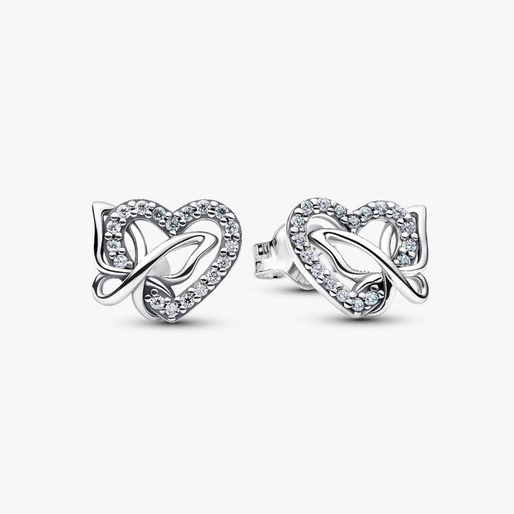 Entwined Heart & Butterfly Pandora Stud Earrings