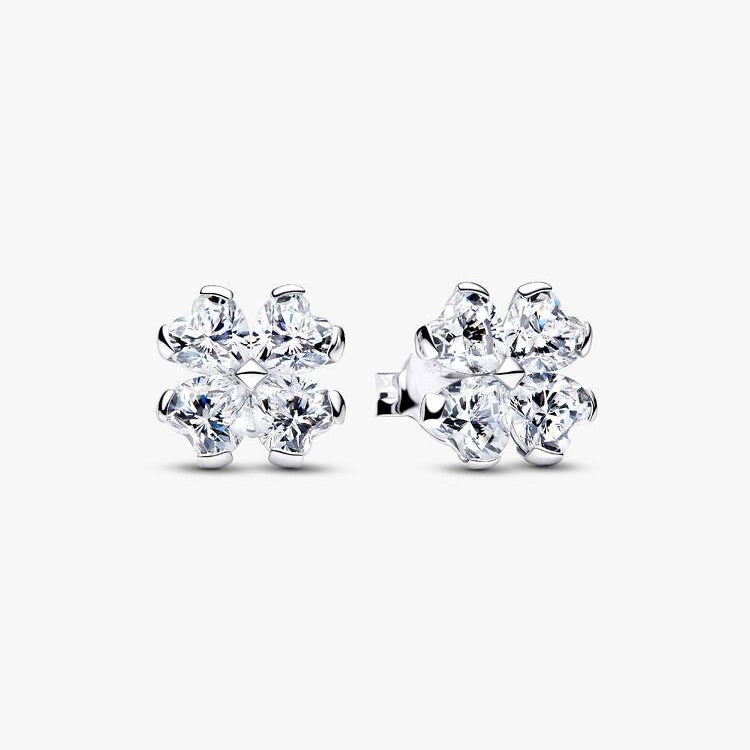 Sparkling Lucky Clover Pandora Stud Earrings