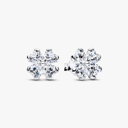Sparkling Lucky Clover Pandora Stud Earrings