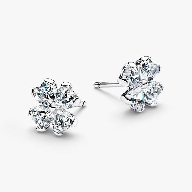 Sparkling Lucky Clover Pandora Stud Earrings