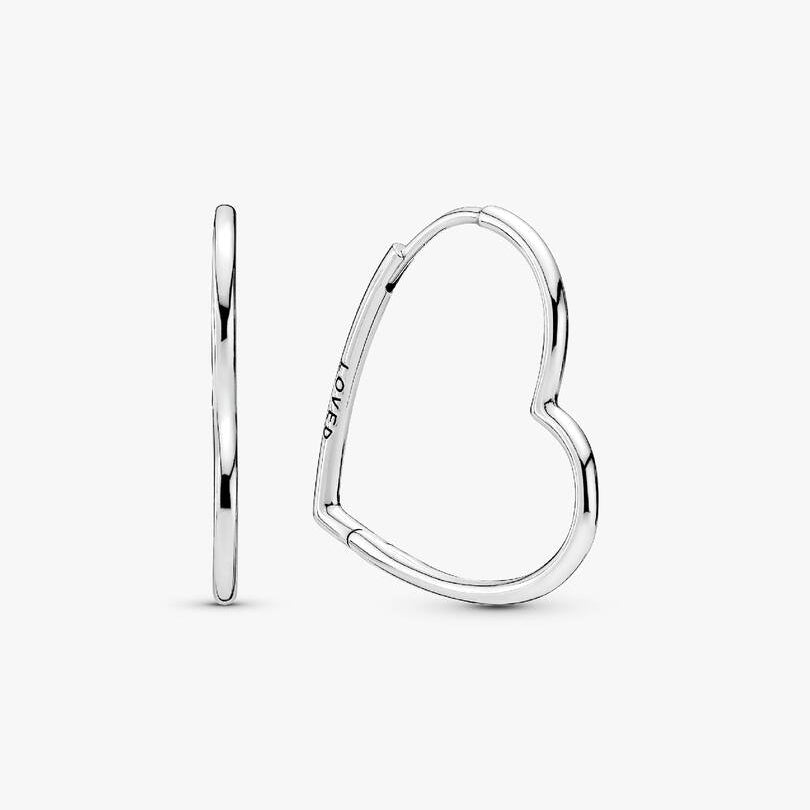 Asymmetrical 30mm Heart Hoop Pandora Earrings