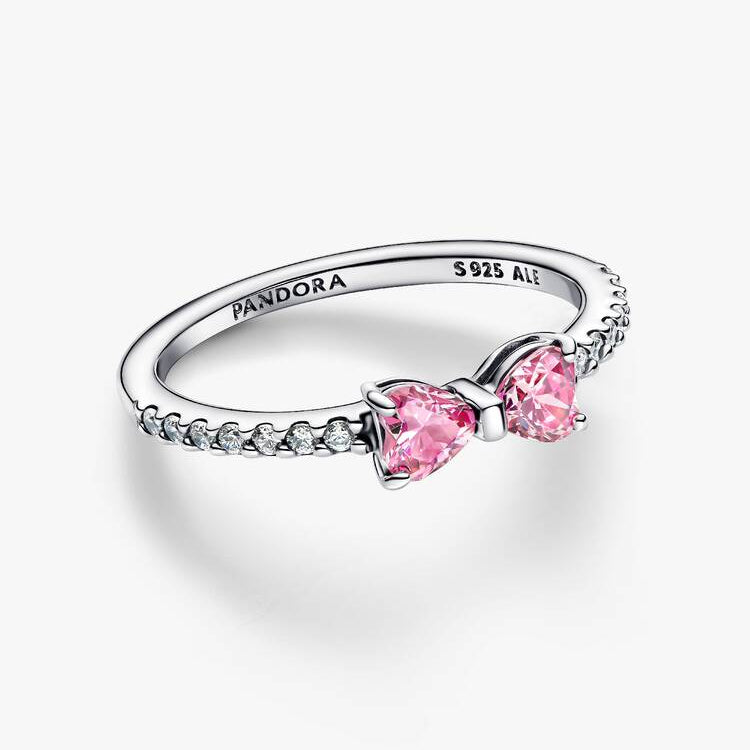 Sparkling Pink Bow Pandora Ring