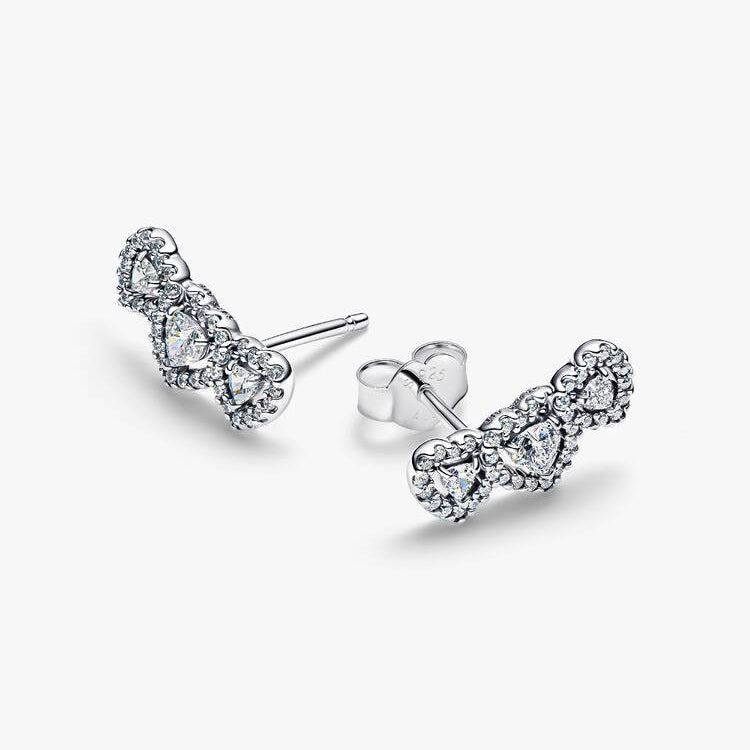 Hearts Trilogy with Halo Pandora Stud Earrings