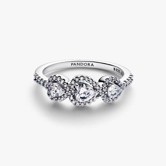 Hearts Trilogy with Halo Pandora Ring