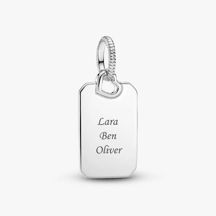 Engravable Rectangle Tag Pandora Pendant