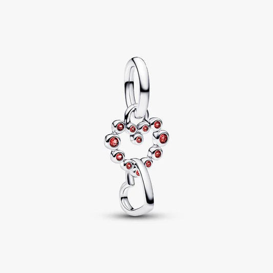 Connected Hearts with Salsa Red Crystal Charm