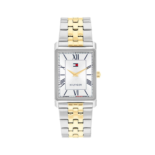 Tommy Hilfiger Rectangular Dial Gents Two-Toned Stainless Steel Watch
