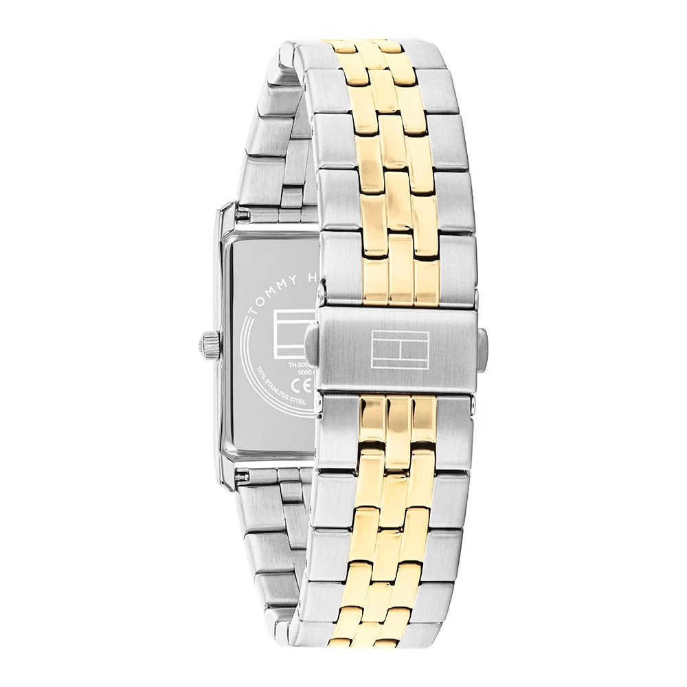 Tommy Hilfiger Rectangular Dial Gents Two-Toned Stainless Steel Watch