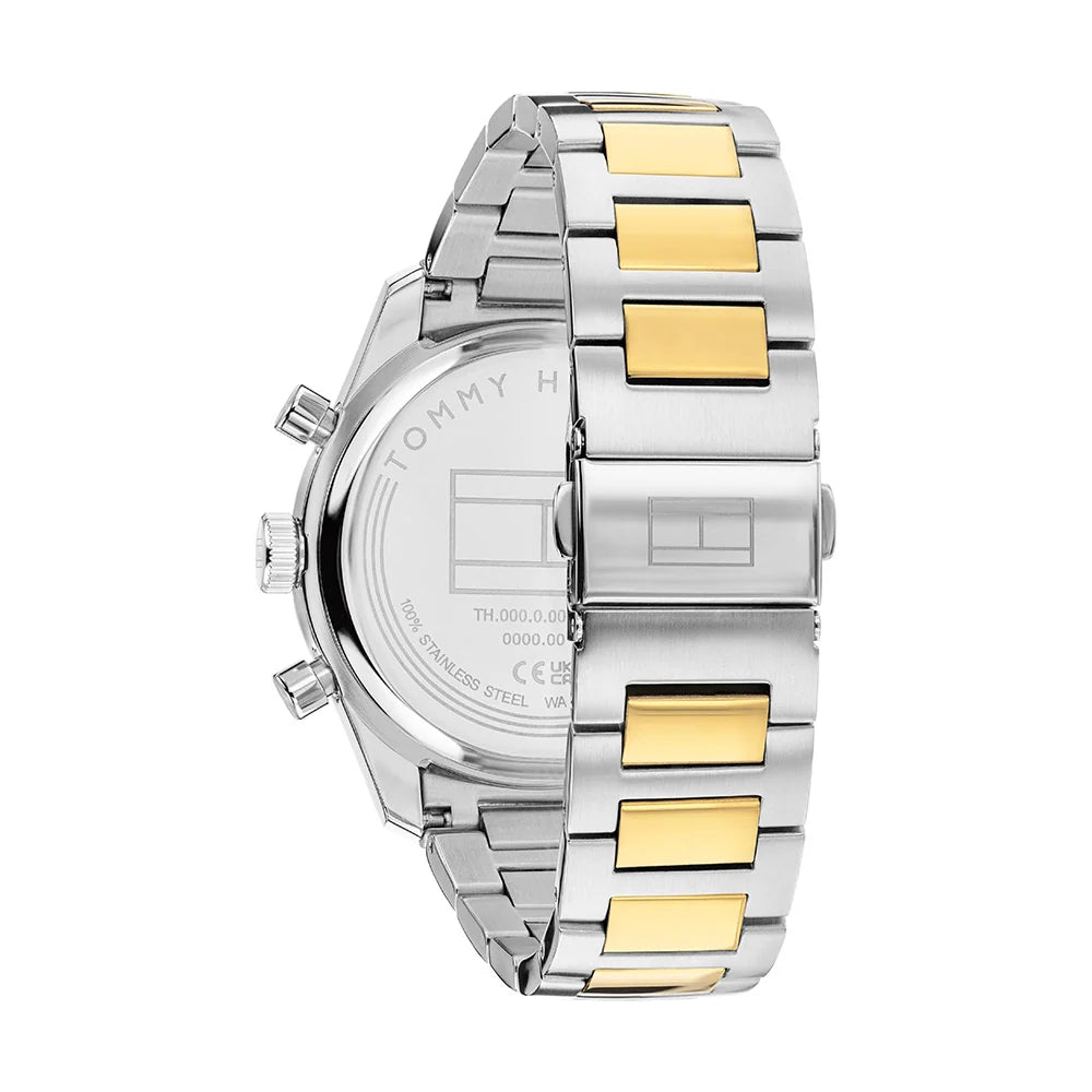 Tommy Hilfiger Green Chronograph Dial Gents Two-Toned Stainless Steel Watch