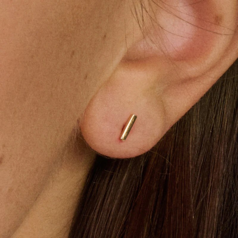 BLUSH 14CT YG BAR STUD EARRINGS