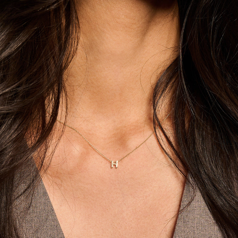 BLUSH 14CT H MINI INITIAL PENDANT