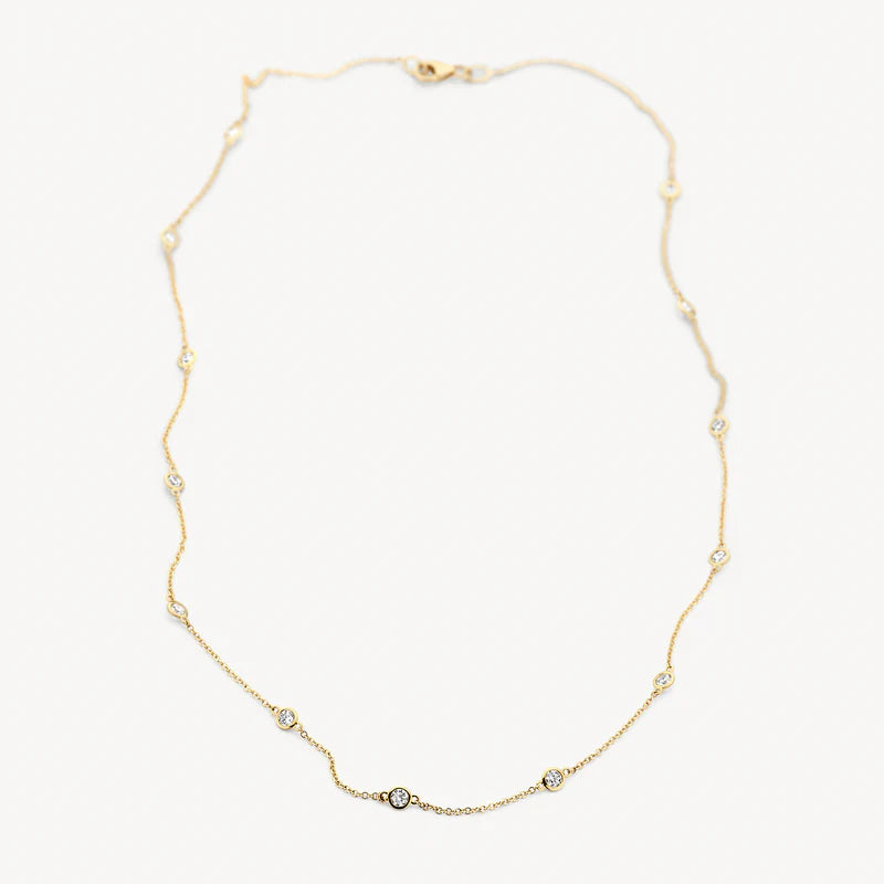 14CT YG CZ BLUSH NECKLACE